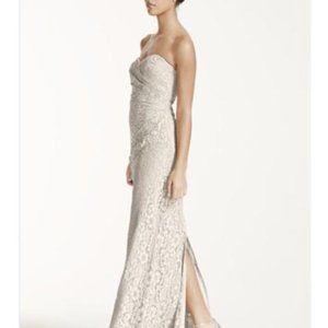 David's Bridal Metallic Gold Bridesmaid Dress